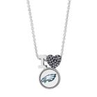 Sterling Silver Crystal I Love Philadelphia Eagles Team Logo Heart Pendant, Women's, Grey