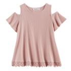 Girls 7-16 & Plus Size Cloud Chaser Crochet Trim Cold Shoulder Top, Size: Xl Plus, Brt Pink