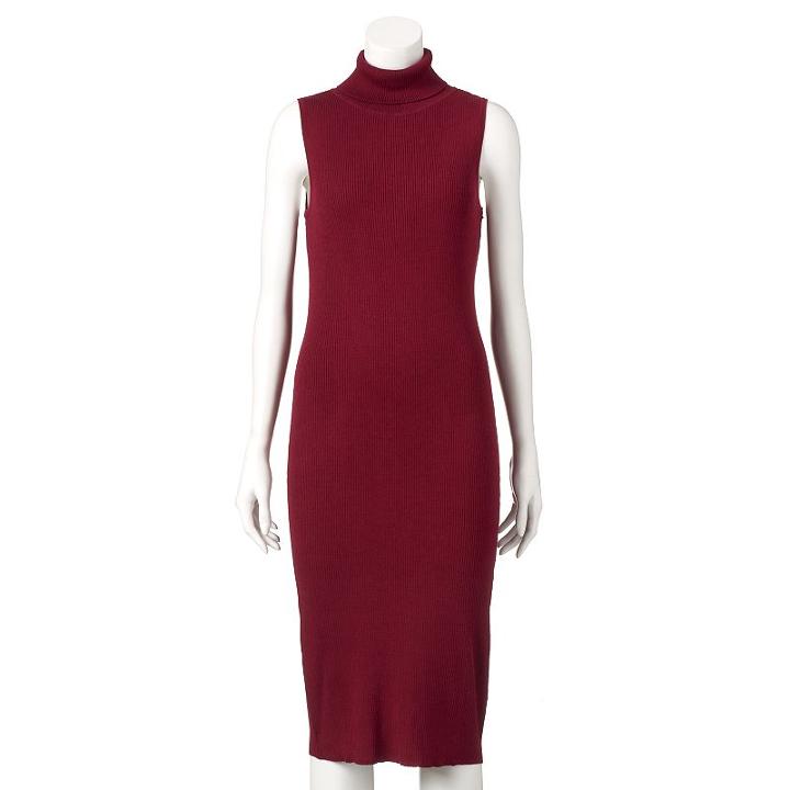Women's Ronni Nicole Ribbed Turtleneck Sweaterdress, Size: Xl, Light Red