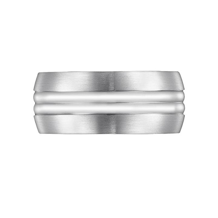 Cherish Always Stainless Steel Striped Wedding Band - Men, Size: 9.50, Grey