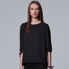 Women's Simply Vera Vera Wang Pleat Shoulder Top, Size: Xs, Black