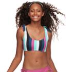 Mix And Match Striped Bralette Swim Top, Teens, Size: Medium, Blue