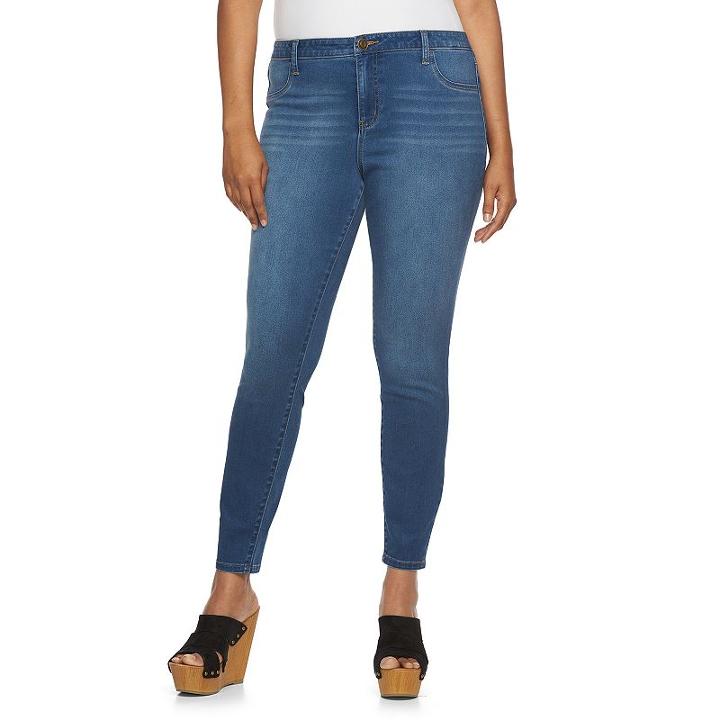 Juniors' Plus Size So&reg; High-waisted Denim Ankle Jeggings, Girl's, Size: 18 W, Blue (navy)