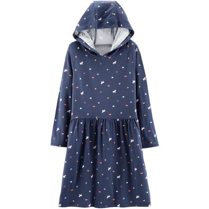 Girls 4-12 +carter's Hooded Unicorn Dress, Size: 8, Unicorn Print