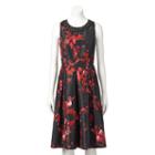 Women's Chaya Embellished Floral Fit & Flare Dress, Size: 6, Brt Red
