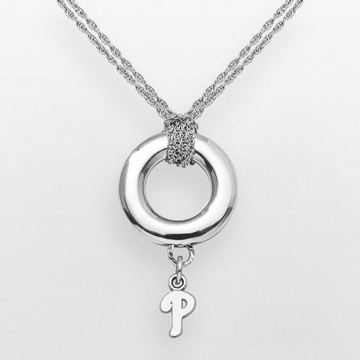Logoart Philadelphia Phillies Sterling Silver Logo Halo Pendant, Women's, Size: 16, Grey