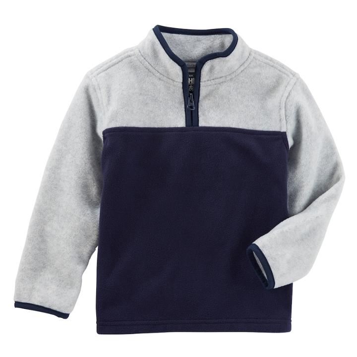 Boys 4-12 Oshkosh B'gosh&reg; Colorblock 1/4 Zip Pullover Fleece Top, Size: 5, Light Grey