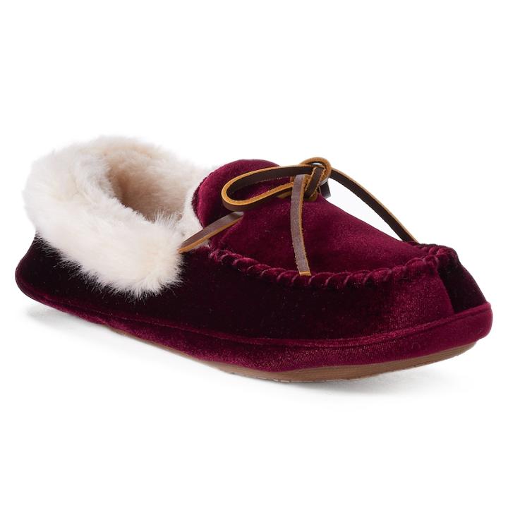 Women's Chaps Velvet Moccasin Slippers, Size: Xl, Dark Red