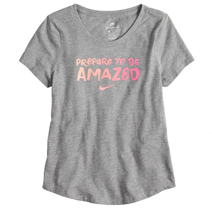 Girls 7-16 Nike Prepare To Be Amazed Graphic Tee, Size: Small, Grey