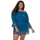 Juniors' Plus Size Mudd Off The Shoulder Romper, Teens, Size: 1xl, Light Blue