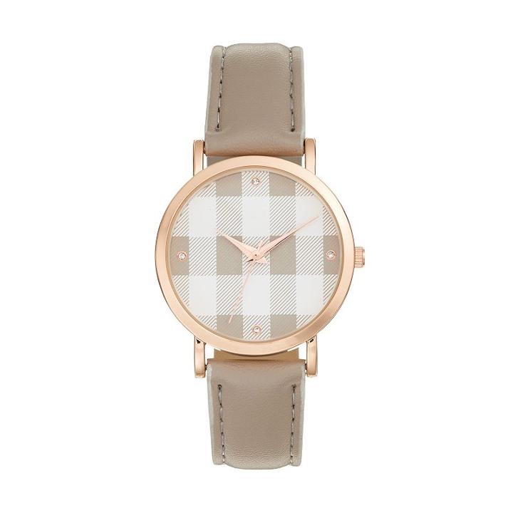 Women's Crystal Plaid Watch, Grey