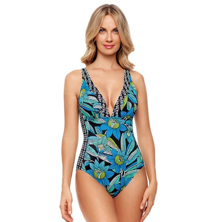 Women's Croft & Barrow&reg; Tropical Tummy Slimmer One-piece Swimsuit, Size: 8, Ovrfl Oth