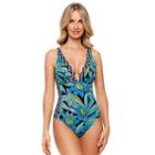 Women's Croft & Barrow&reg; Tropical Tummy Slimmer One-piece Swimsuit, Size: 8, Ovrfl Oth