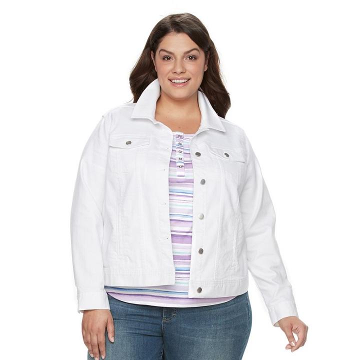 Plus Size Croft & Barrow&reg; Jean Jacket, Women's, Size: 1xl, White