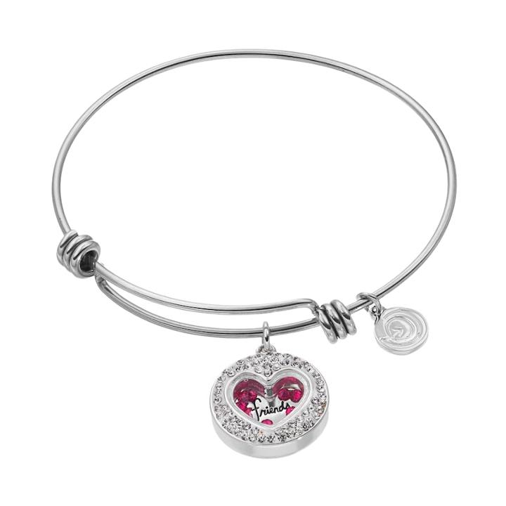Love This Life Crystal Mother Daughter Floating Charm Bangle Bracelet, Women's, Multicolor