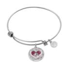 Love This Life Crystal Mother Daughter Floating Charm Bangle Bracelet, Women's, Multicolor