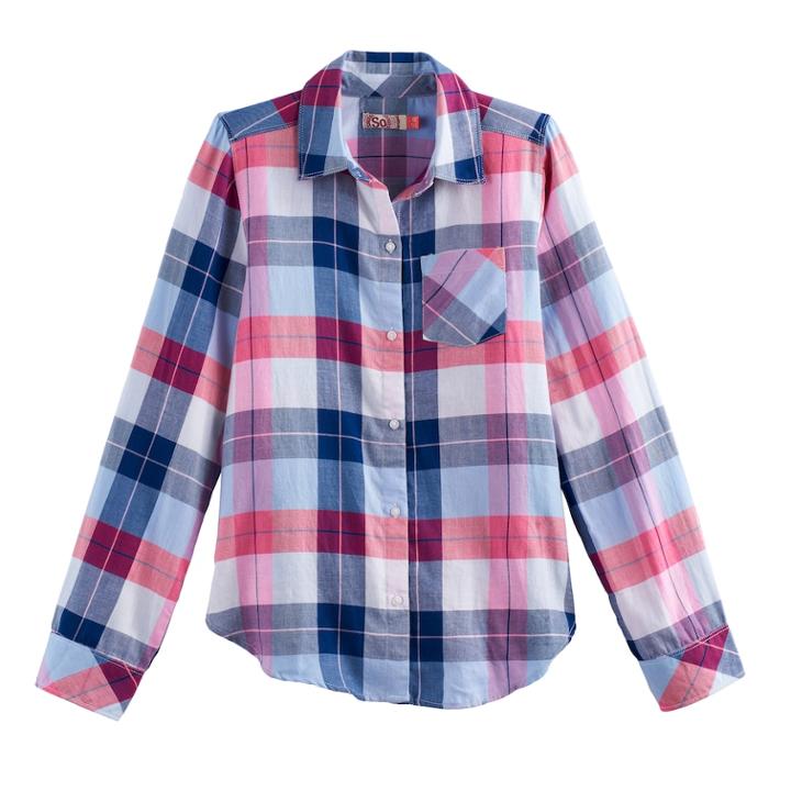 Girls 7-16 & Plus Size So&reg; Tie Front Plaid Button-down Shirt, Size: 7-8, Med Blue