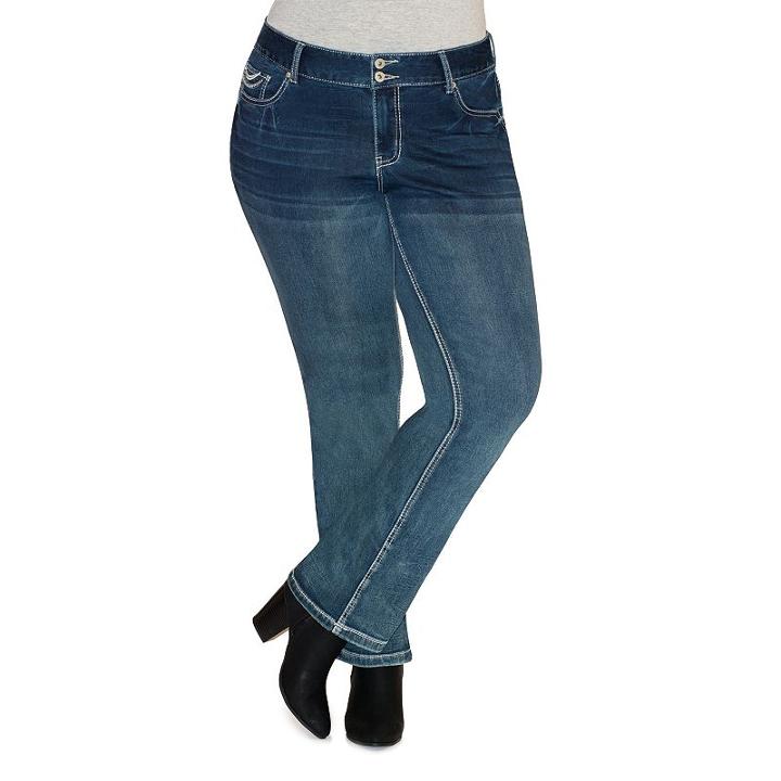 Plus Size Rhythm In Blues Slim Bootcut Jeans, Women's, Size: 14w Short, Dark Blue