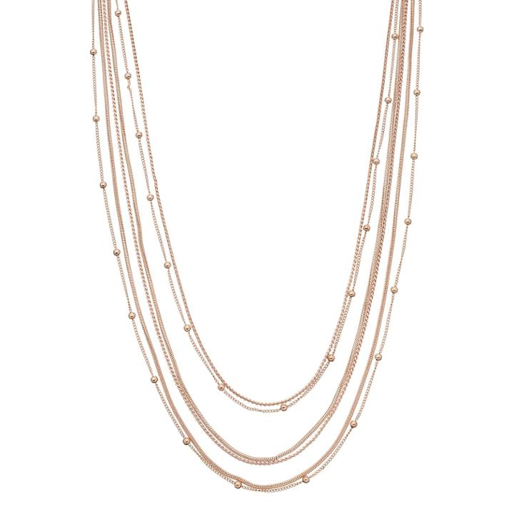 Beaded Multi Strand Necklace, Women's, Light Pink