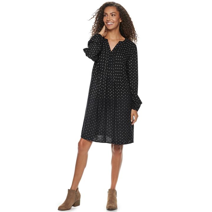 Women's Sonoma Goods For Life™ Pintuck Challis Dress, Size: Medium, Black