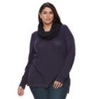 Plus Size Apt. 9&reg; Lurex Crewneck Infinity Scarf Tunic Sweater, Women's, Size: 1xl, Drk Yellow
