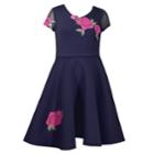 Girls 7-16 Bonnie Jean Floral Applique Scuba Dress, Size: 14, Blue (navy)