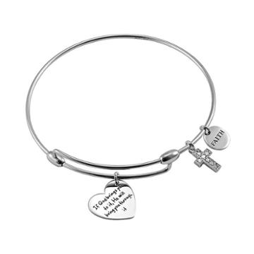 Charmed By Diamonds 1/10 Carat T.w. Diamond Sterling Silver Inspirational Bangle Bracelet, Women's, White