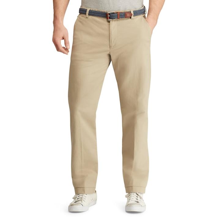 Men's Chaps Slim-fit Stretch Twill Flat-front Pants, Size: 30x32, Beig/green (beig/khaki)