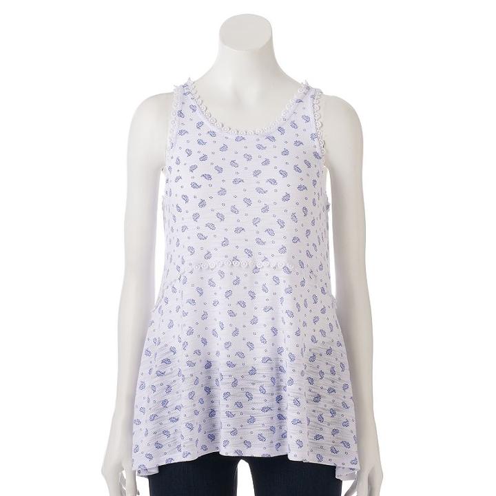 Women's Lc Lauren Conrad Crochet Tank, Size: Large, White Oth