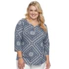 Plus Size Croft & Barrow&reg; Solid V-neck Tee, Women's, Size: 2xl, Blue (navy)