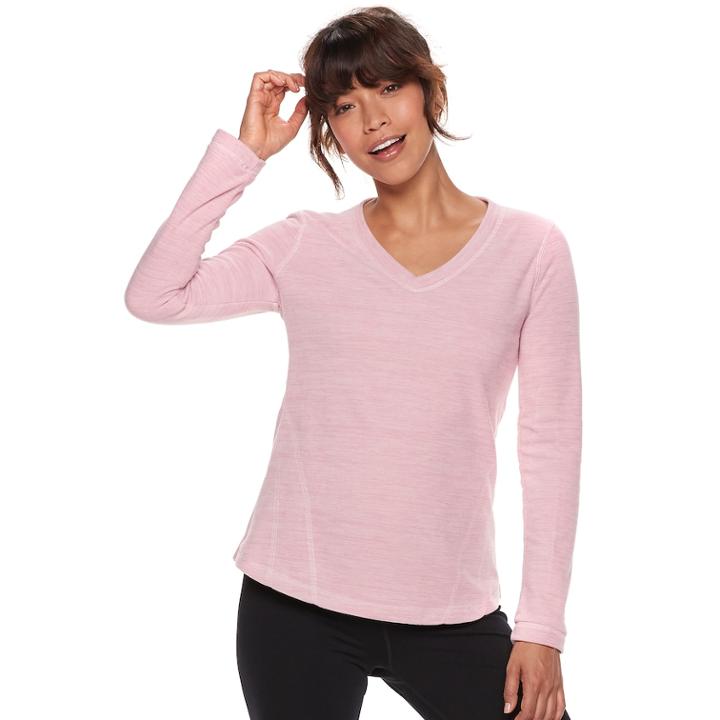 Petite Tek Gear&reg; Long Sleeve Microfleece Top, Women's, Size: M Petite, Light Pink