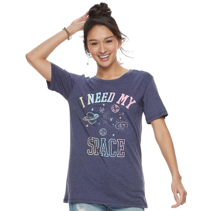Juniors' Mighty Fine I Need My Space Graphic Tee, Teens, Size: Medium, Green