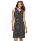Women's Croft & Barrow&reg; Striped Lace-up Dress, Size: Small, Black