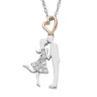 Charming Moments 10k Rose Gold Over Silver 1/10 Carat T.w. Diamond Kissing Couple Pendant Necklace, Women's, Size: 18, White