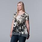 Plus Size Simply Vera Vera Wang Printed Crinkle Tee, Women's, Size: 2xl, Grey