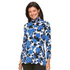 Women's Dana Buchman Shark-bite Mockneck Tee, Size: Xs, Med Blue