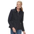 Women's Weathercast Quilted Midweight Moto Jacket, Size: Small, Dark Blue