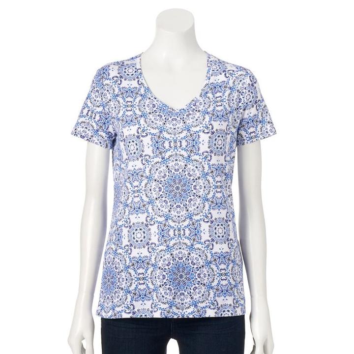 Women's Croft & Barrow&reg; Essential V-neck Tee, Size: Xxl, Turquoise/blue (turq/aqua)