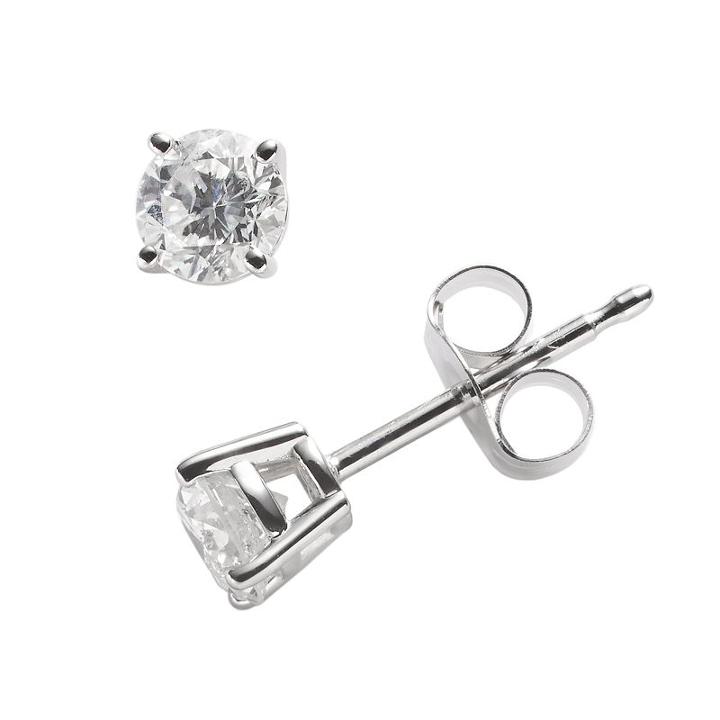 14k White Gold 1/2-ct. T.w. Igi Certified Round-cut Diamond Solitaire Earrings, Women's