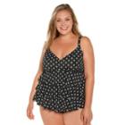 Plus Size Croft & Barrow&reg; Tummy Slimmer Tiered Swimdress, Women's, Size: 18 W, Black