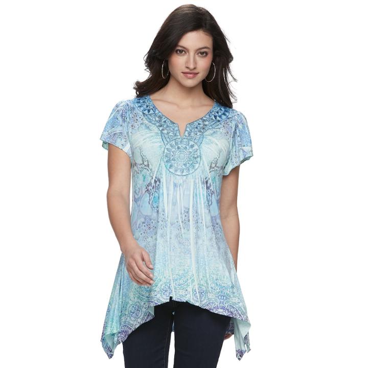 Women's World Unity Crochet Medallion Top, Size: Small, Blue