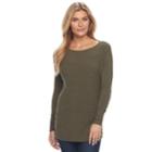 Women's Apt. 9&reg; Ribbed Ruched Tee, Size: Medium, Green