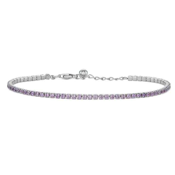 Sterling Silver Cubic Zirconia Bracelet, Women's, Size: 7, Purple