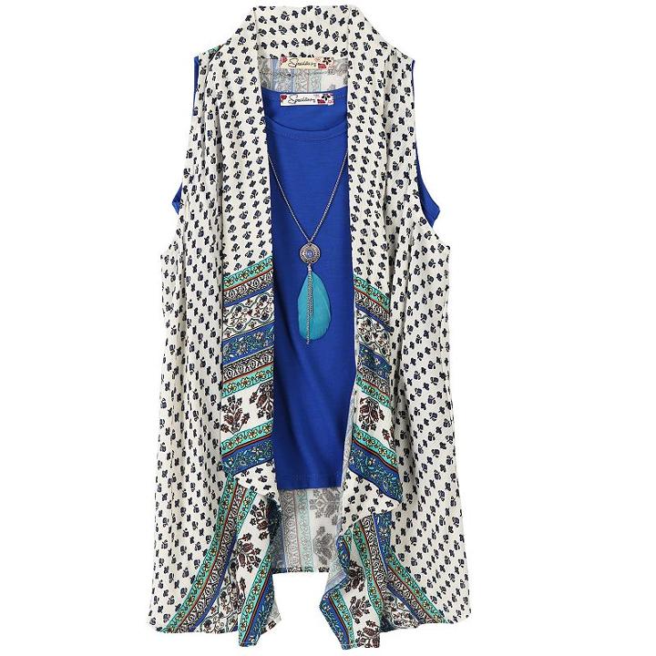 Girls 7-16 Speechless Patterned Vest & Tank Top Set With Necklace, Girl's, Size: Small, Natural