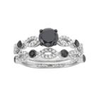 Black And White Diamond Engagement Ring Set In Sterling Silver (1 1/2 Carat T.w.), Women's, Size: 8