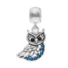 Individuality Beads Crystal Sterling Silver Owl Charm, Women's, Blue