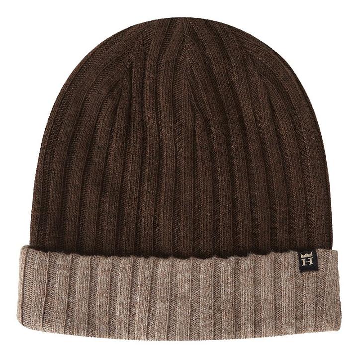 Men's Haggar Two-tone Cuffed Beanie, Dark Brown