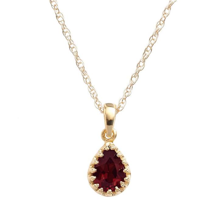 Tiara 14k Gold Over Silver Garnet Teardrop Pendant, Women's, Size: 18, Red