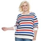 Plus Size Popsugar Love Ya Self Striped Sweater, Women's, Size: 0x, White