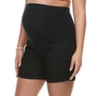 Maternity A:glow Belly Panel Cuffed Twill Shorts, Women's, Size: 16-mat, Black